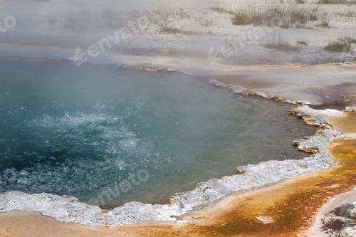 Preview: Active Geyser In Yellowstone National Park Bright Summer Day