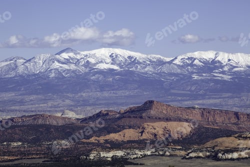 Preview: Landscape With Dry Desert And Mountain And Sky Above, For Background Or Texture