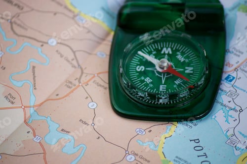 Preview: Compass On Paper Road Map