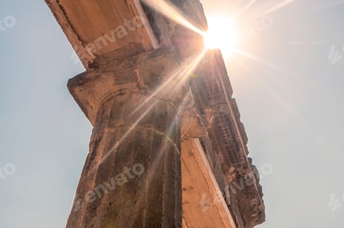 Preview: Landscape Close Up Photo Of A Pillar Standing Still After The Volcano Eruption In The Ruins Of