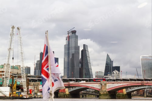 Preview: London - September 06 2019: Construction Cranes Busy At Work Erecting Tall Buildings Around The