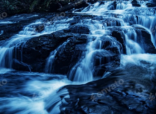 Preview: Stocking Waterfalls Long Exposure View In Saltair, Vancouver Island, Canada