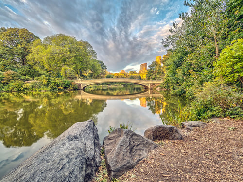 Preview: The Bow Bridge Is A Cast Iron Bridge Located In Central Park, New York City, Crossing Over The Lake