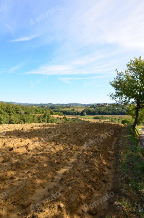 Preview: Beautiful Plowed Field Found In The Tuscan Countryside.