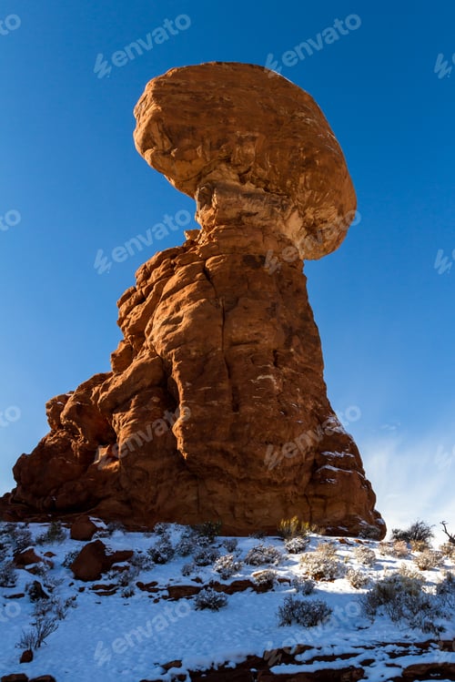 Preview: Balanced Rock In Arches National Park Early Winter With Lots Of Snow On The Ground