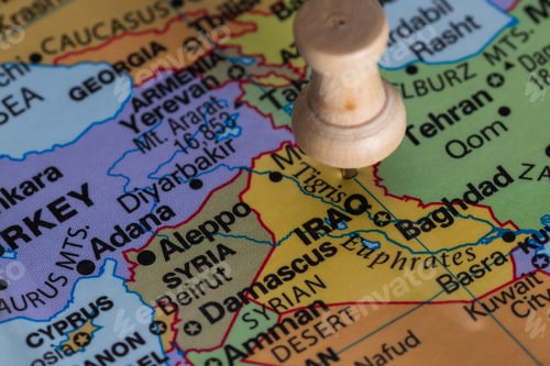 Preview: Close Up Of A World Map Focused On The Country Of Iraq As A Concept