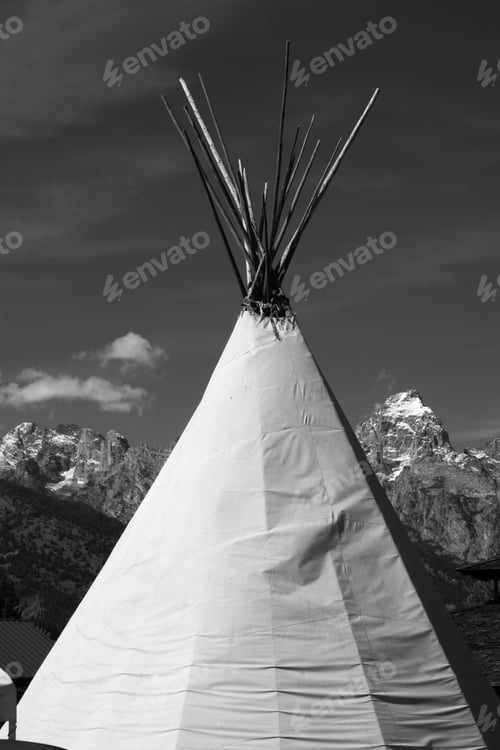 Preview: Tipi Outdoors With Snow Capped Mountains In The Background