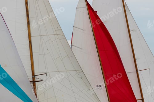 Preview: Closeup Of Boat Sails Filled In The Wind