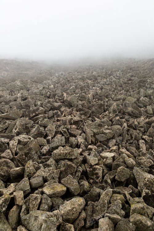 Preview: Image Of Foggy Mountain. Green Hill Full Of Moss.