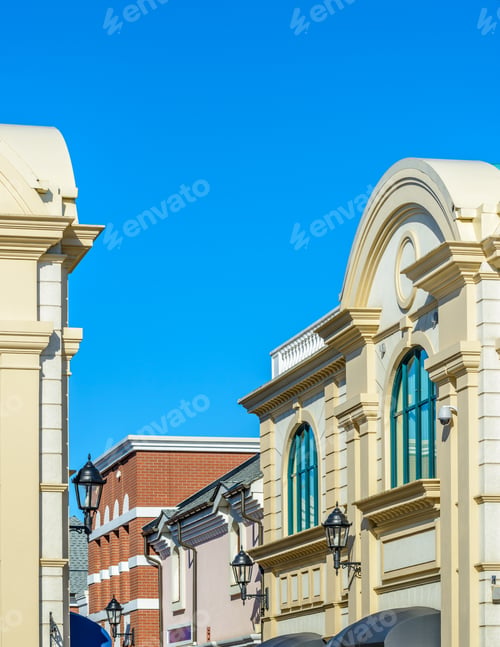 Preview: A Perfect Neighborhood. Houses In Suburb At Summer In The North America. Top Of A Luxury House With