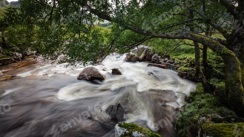 Preview: Waterfalls In Glen Etive In The Argyll Region Of The Highlands Of Scotland During An Autumn Day