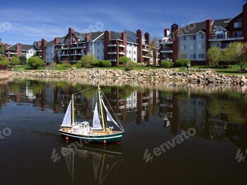Preview: Sailing Ship Model On The Water With Reflection In Minnesota