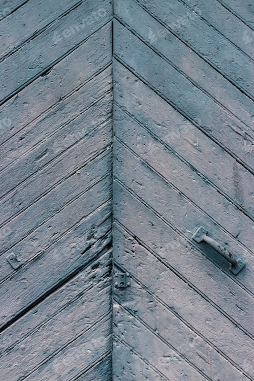 Preview: Painted Wooden Door With Diagonal Slats