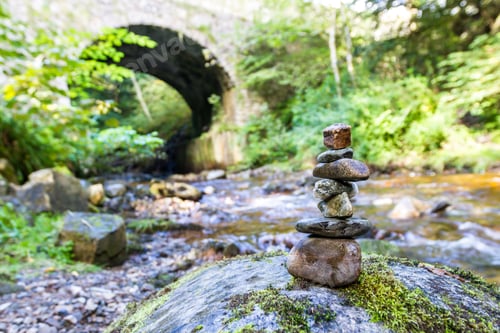 Preview: Stacked Rocks At The Banvie Burn Near Pitlochry In The Scottish Highlands As The Fresh Water Water