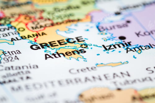 Preview: Close Up Of A World Map With Greece In Focus