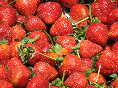 Preview: Brilliant Farm Fresh Ripened Strawberries At A Farm Stand.