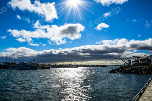 Preview: Fishing Boats In The Harbor As The Morning Sun Reflects On A Harbor In New Brunswick, Canada.