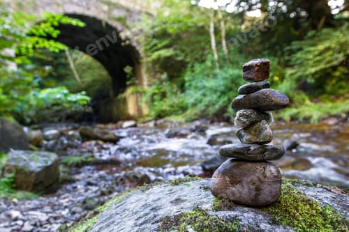 Preview: Stacked Rocks At The Banvie Burn Near Pitlochry In The Scottish Highlands As The Fresh Water Water