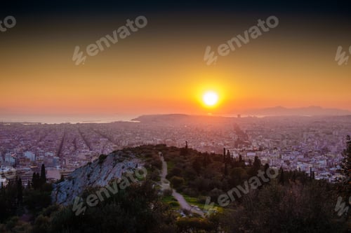 Preview: Aerial View Of Athens During Sunset, Greece