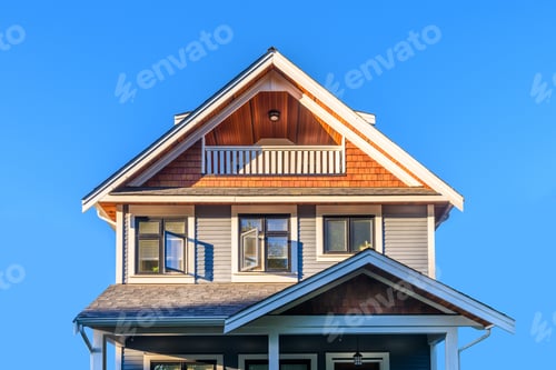 Preview: A Perfect Neighborhood. Houses In Suburb At Summer In The North America. Fragment Of A Luxury House