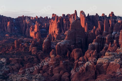 Preview: Close Up Of A Section Of The Fiery Furnace Section Of Arches Np As The Sun Sets Leaving A Red Glow