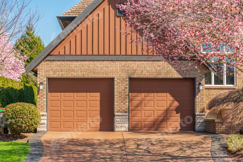 Aperçu: Fragment Of A Luxury House With A Garage Door In Vancouver, Canada. Horizontal Orientation.