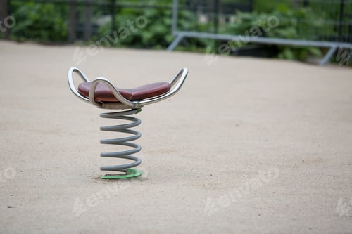 Preview: Spring Seat For Kids In The Park. Sand On The Floor.