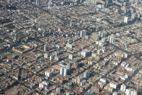 Preview: Lima Peru - May 11 : Aerial View Of The City Of Lima With Tall Buildings And Churches Standing