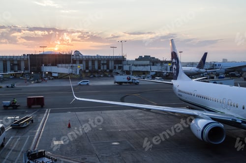 Preview: Seattle, Washington - September 06 : Beautiful Sunrise In Viewed From The Alaska Airlines Wing In