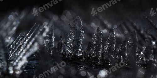 Preview: Close Up Of Sharp Cool Looking Ice Shards In Beautiful Figures On A Cold Winter Morning