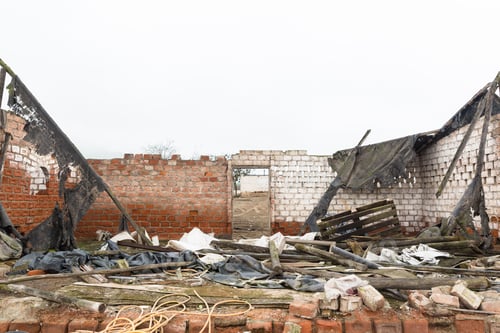 Preview: Image Of Ruin Or Abandoned House In Lima Peru. Destroyed House In Peruvian Coast.