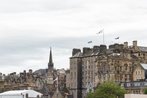 Preview: Edinburgh Scotland - September 13 2019: Beautiful Buildings On The Mound In Edinburgh Viewed From