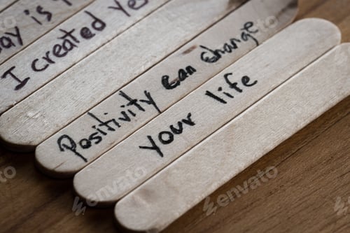 Preview: Close Up Of A Hand Written Message On A Popsicle Stick As A Self Esteem Building Concept