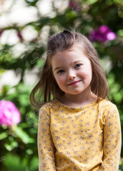 Preview: Portrait Of A Happy Four Year Old Little Girl In A Outdoor Setting In Coeur D' Alene Idaho,