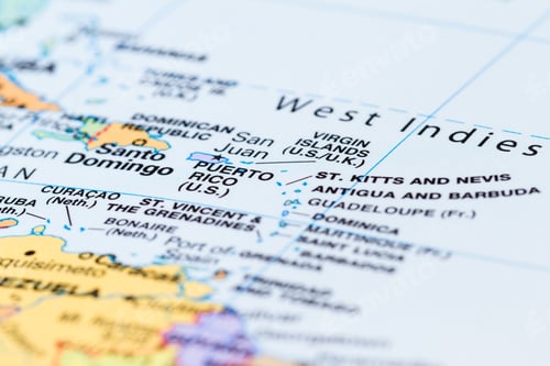 Preview: Close Up Of A Section Of Islands On The Caribbean Found On A World Map