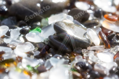 Preview: Close Up Of The Glass Pebbles That Cover This Beach In Fort Bragg Using A On Camera Star Filter For