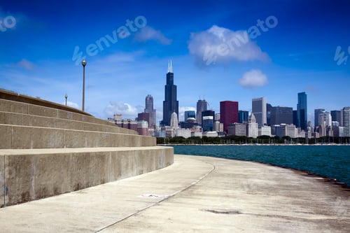 Preview: Bicycle Path With Downtown Chicago In Background