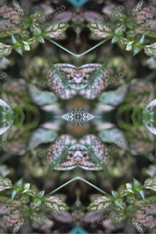 Preview: A Potted Pink Splash Plant Abstract With Lush Spotted Leaves 0273