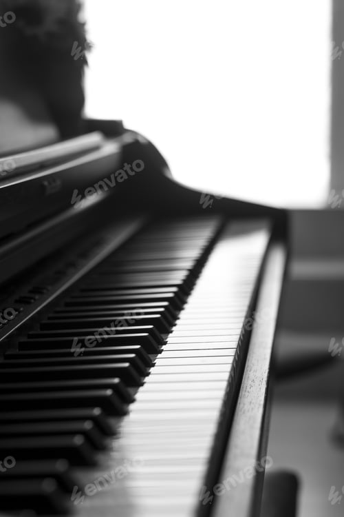 Preview: Black And White Piano Detail, Music, Melody.