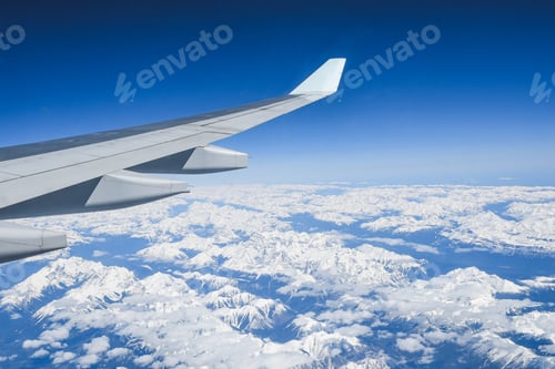 Preview: View Over The Canadian Rockies From A Plane'S Window.