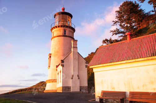 Preview: Oregon Coast Lighthouse - Amazing Historic Heceta Lighthouse At Winter Afternoon 1.