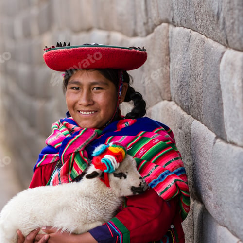 Preview: Cusco, Peru - May 14 : Jenni, A Young Woman Dressed In Colorful Traditional Native Peruvian Closing