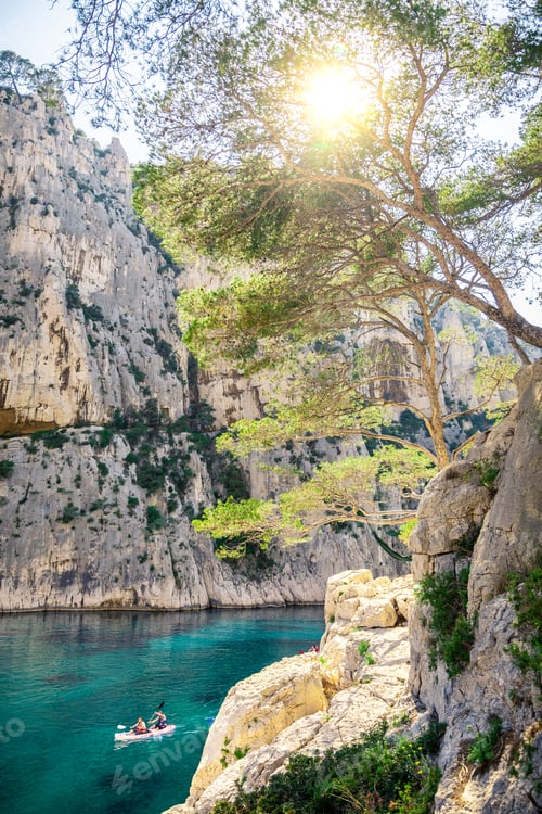 Preview: Portrait Photo Of A Gorgeous Bay With Turquoise Waters In The Mediterranean Sea With Cliffs And The