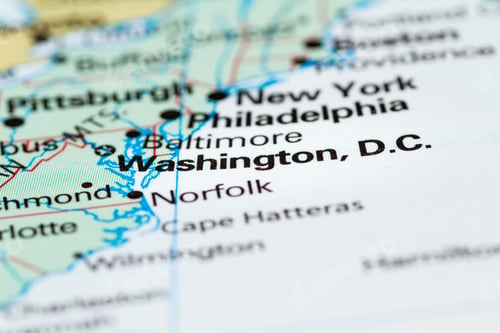 Preview: Close Up Of A World Map With Washington Dc In Focus