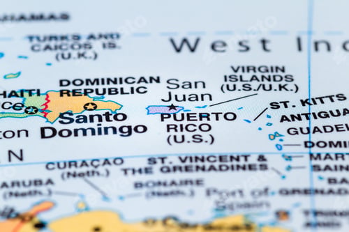 Preview: Island Of Puerto Rico In Focus On A World Map