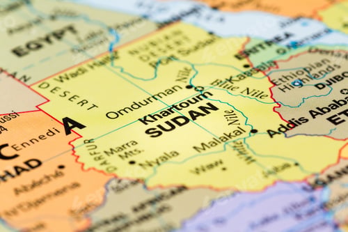 Preview: Close Up Of A World Map With The Country Of Sudan In Focus