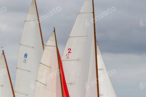 Preview: Closeup Of Boat Sails Filled In The Wind