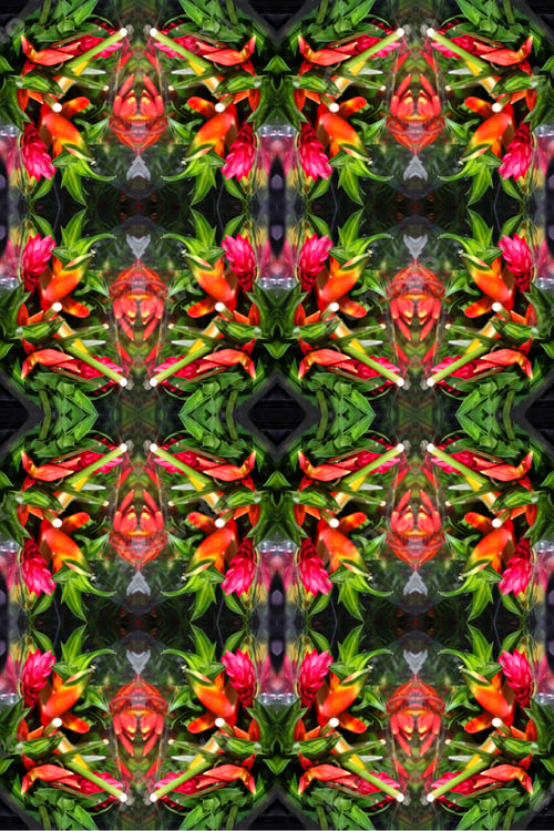 Preview: A Bright Tropical Bouquet Arrangement Abstract Including Bamboo And Pink Ginger Flowers 7912