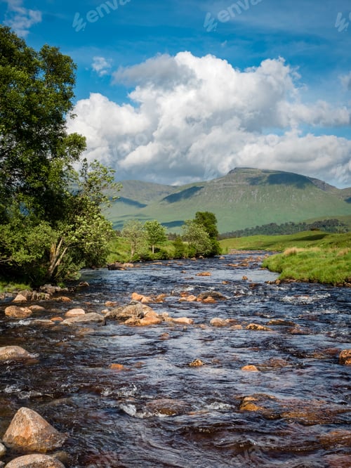 Preview: View Of The West Highland Way In The Highlands Of Scotland On A Bright Blue Summer'S Day