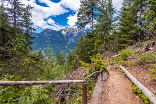 Preview: View At Mountain Trail In British Columbia, Canada. Mountains Background.